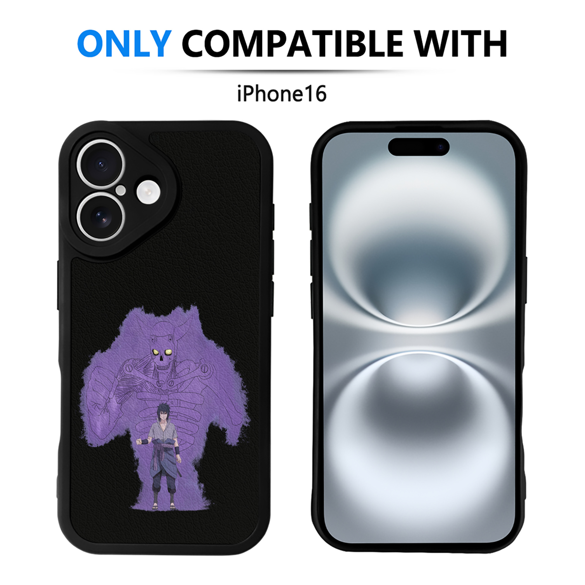 （画像用） NARUTO -ナルト- うちは サスケ Uchiha Sasuke 【iPhone 16シリーズ対応】シリコンスマホケース（レザー調） 材質：シリコン